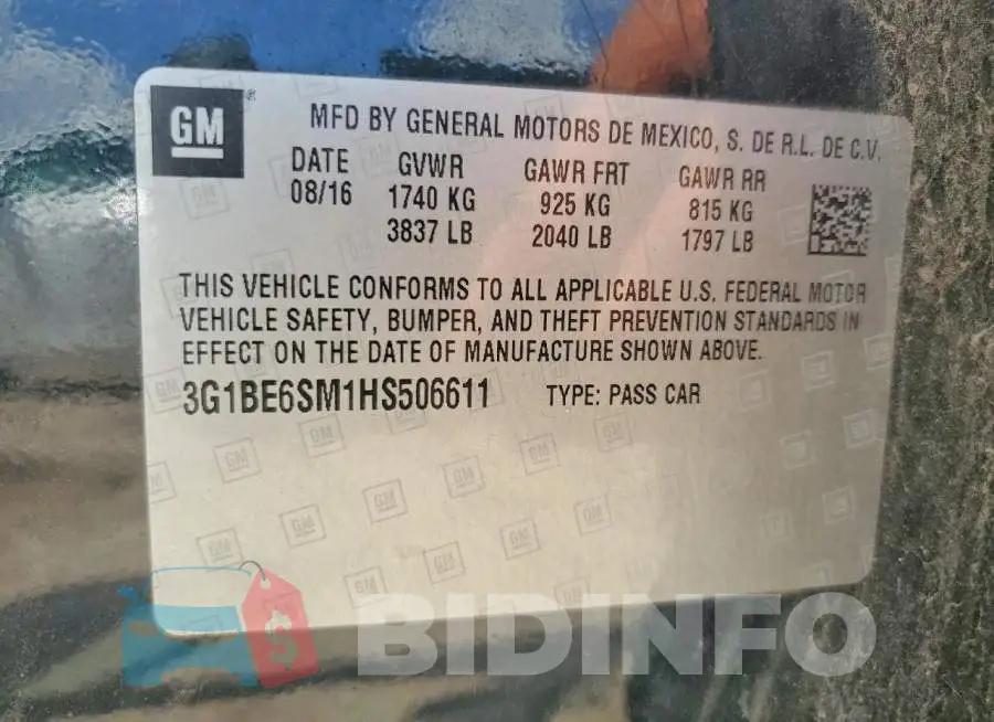 3G1BE6SM1HS506611 Photo# 12