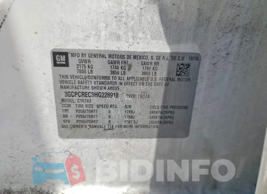 3GCPCREC3HG228918 Photo# 12