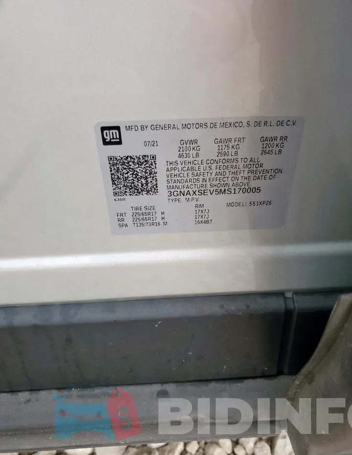 3GNAXSEV5MS170005 Photo# 12