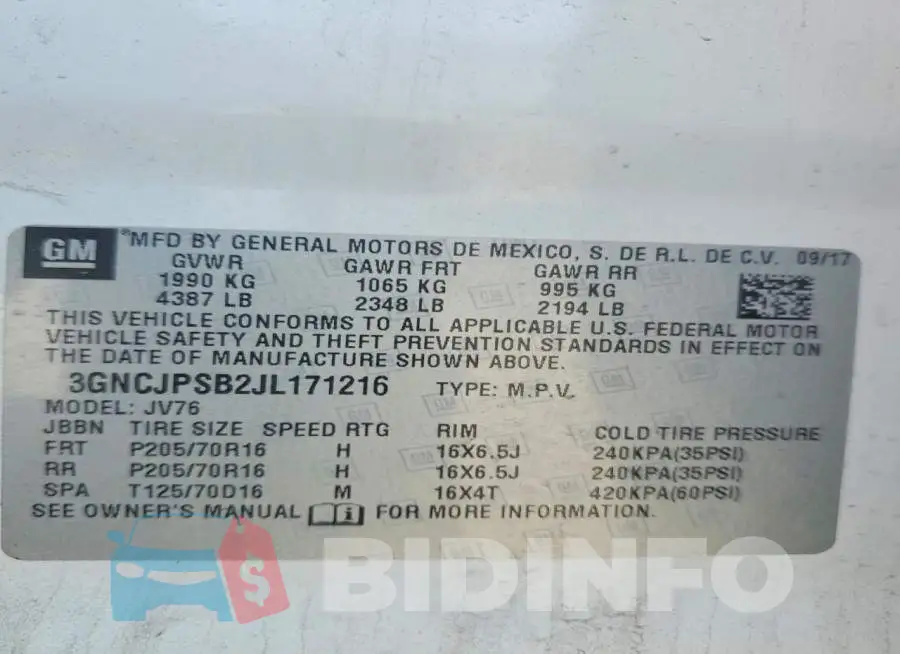 3GNCJPSB2JL171216 Photo# 13