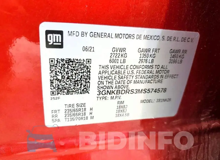 3GNKBDRS3MS574578 Photo# 13