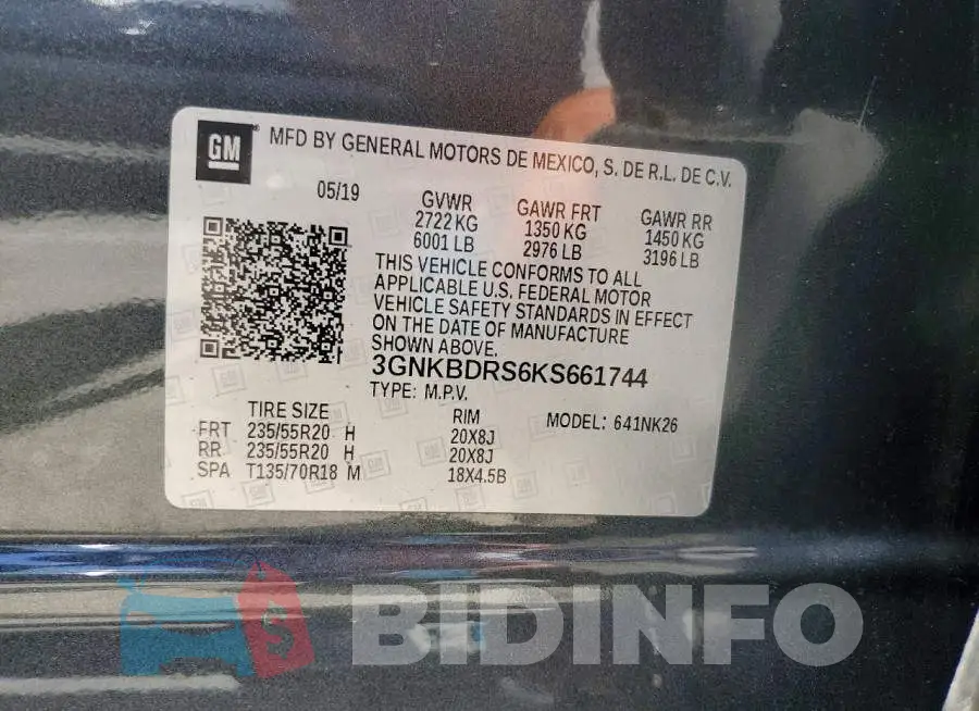 3GNKBDRS6KS661744 Photo# 12