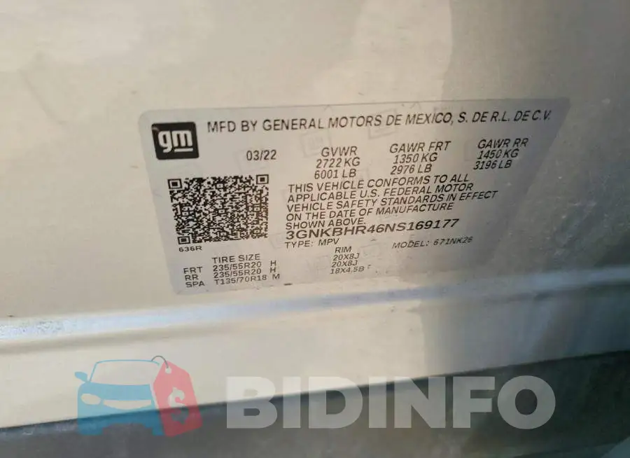 3GNKBHR46NS169177 Photo# 13