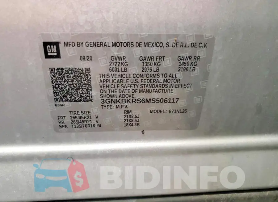 3GNKBKRS6MS506117 Photo# 12