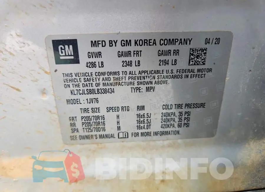 KL7CJLSB0LB338434 Photo# 13