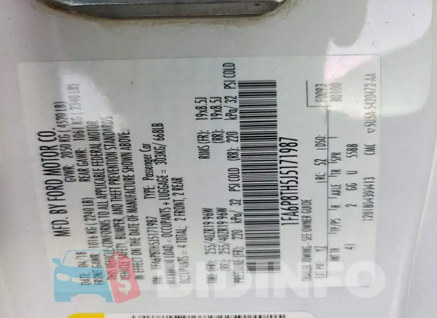 1FA6P8TH5J5171987 Photo# 12