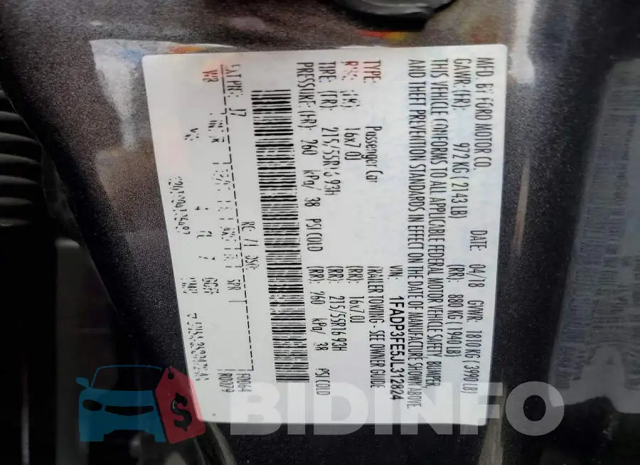 1FADP3FE5JL312824 Photo# 12