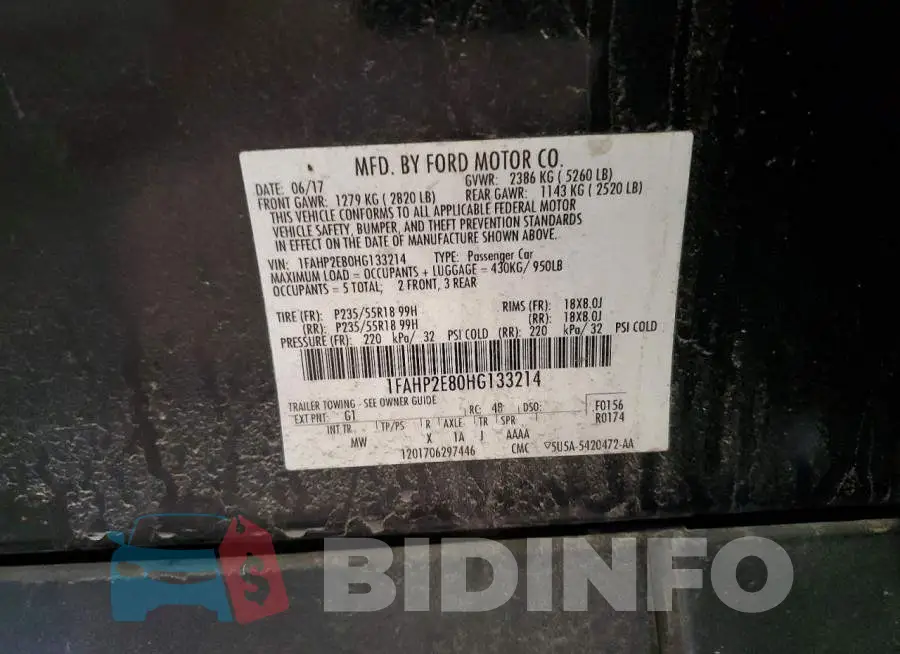 1FAHP2E80HG133214 Photo# 12