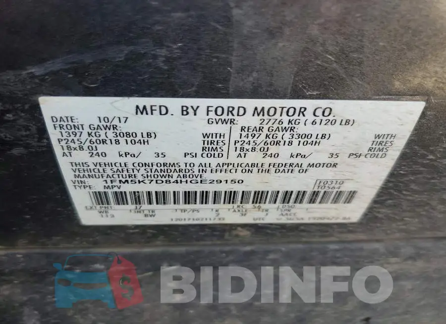 1FM5K7D84HGE29150 Photo# 12