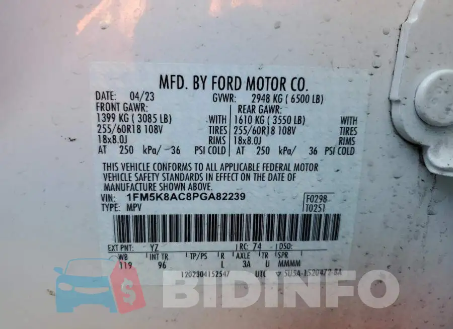1FM5K8AC8PGA82239 Photo# 13