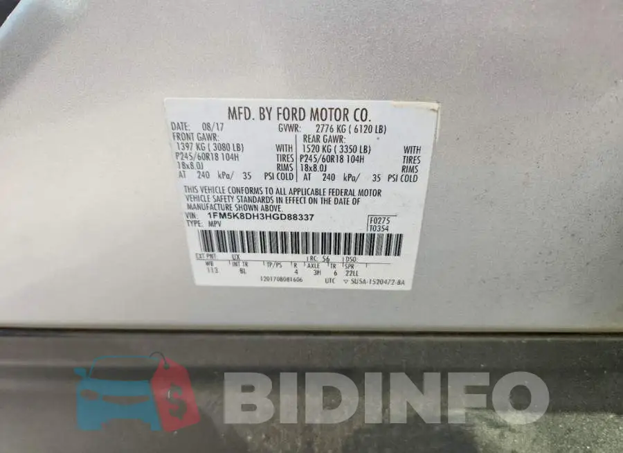 1FM5K8DH3HGD88337 Photo# 14