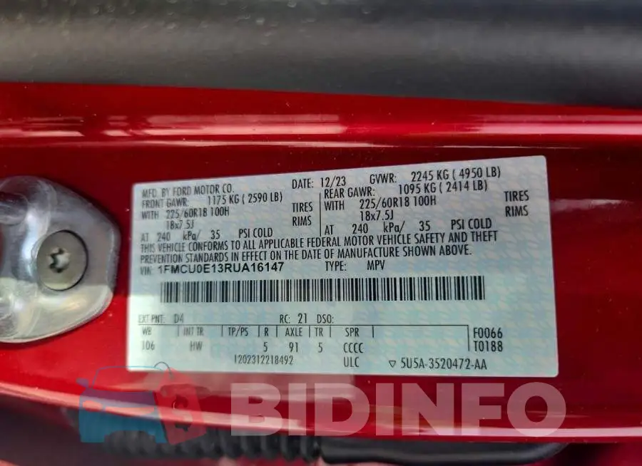 1FMCU0E13RUA16147 Photo# 13