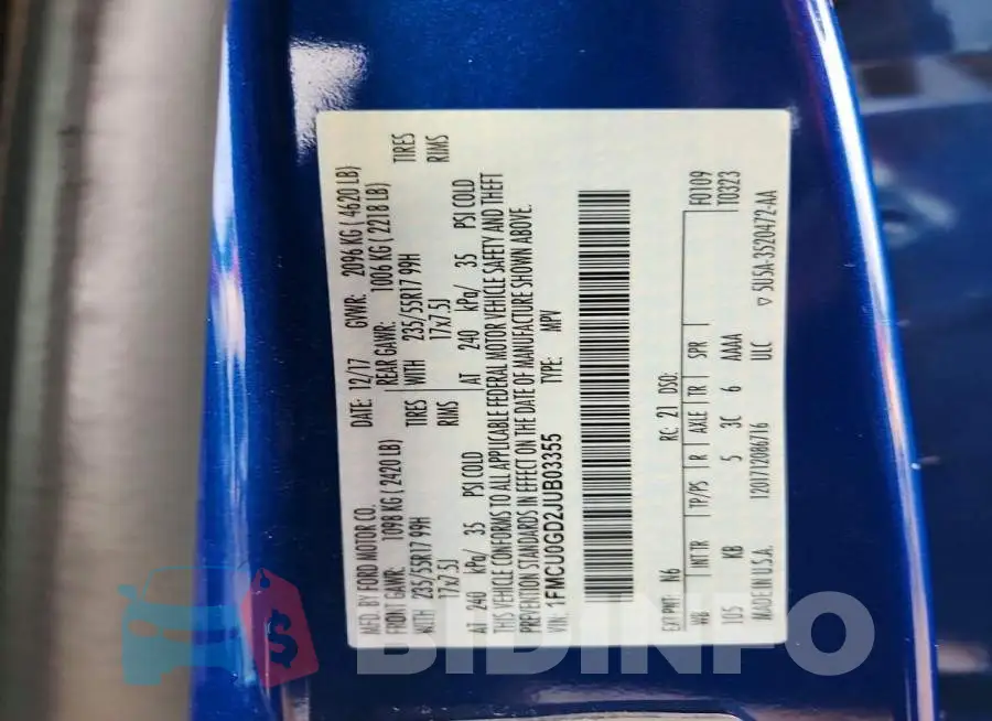 1FMCU0GD2JUB03355 Photo# 13