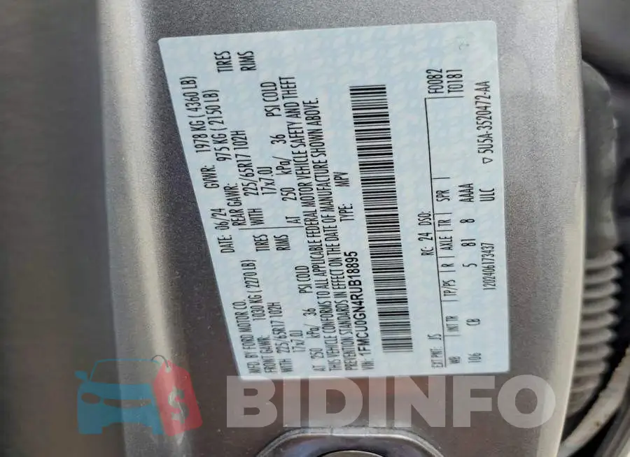 1FMCU0GN4RUB18895 Photo# 12
