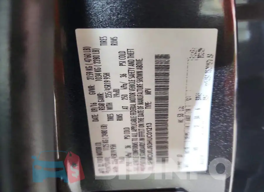 1FMCU0J93HUC01213 Photo# 13