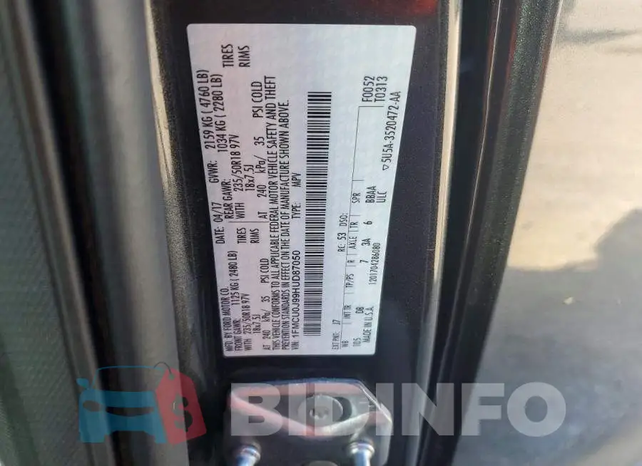 1FMCU0J99HUD87050 Photo# 13