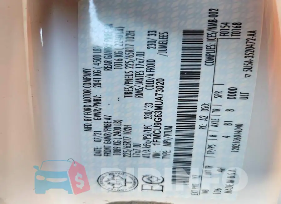 1FMCU9G63MUA73020 Photo# 12