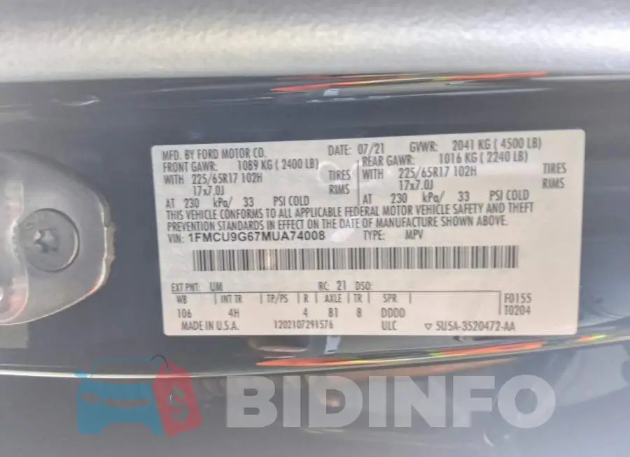 1FMCU9G67MUA74008 Photo# 13