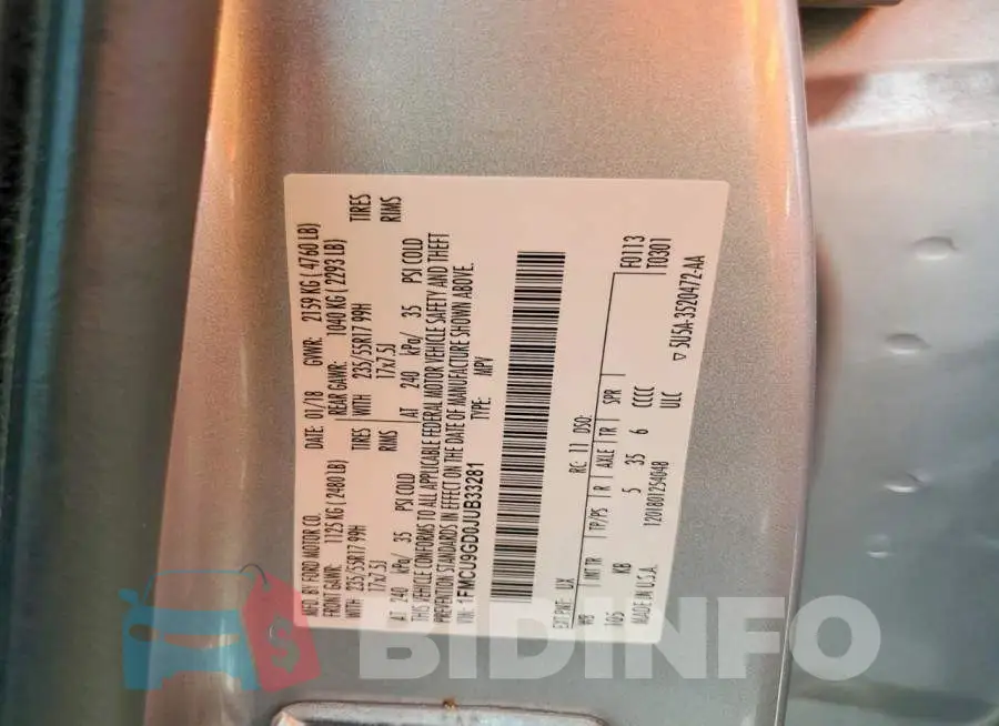1FMCU9GD0JUB33281 Photo# 13