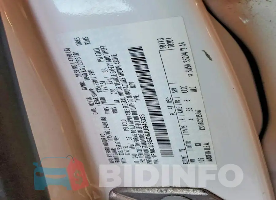 1FMCU9GD6JUB45323 Photo# 14
