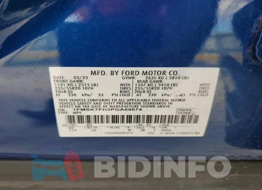 1FMSK7FH3PGA69674 Photo# 13