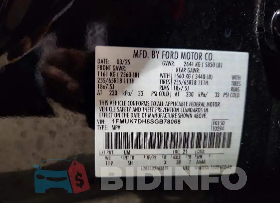1FMUK7DH8SGB78068 Photo# 13