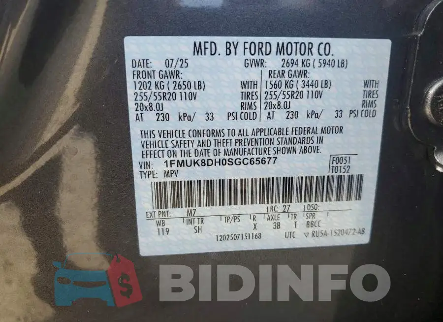 1FMUK8DH0SGC65677 Photo# 14