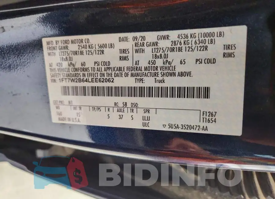 1FT7W2B64LEE62062 Photo# 12