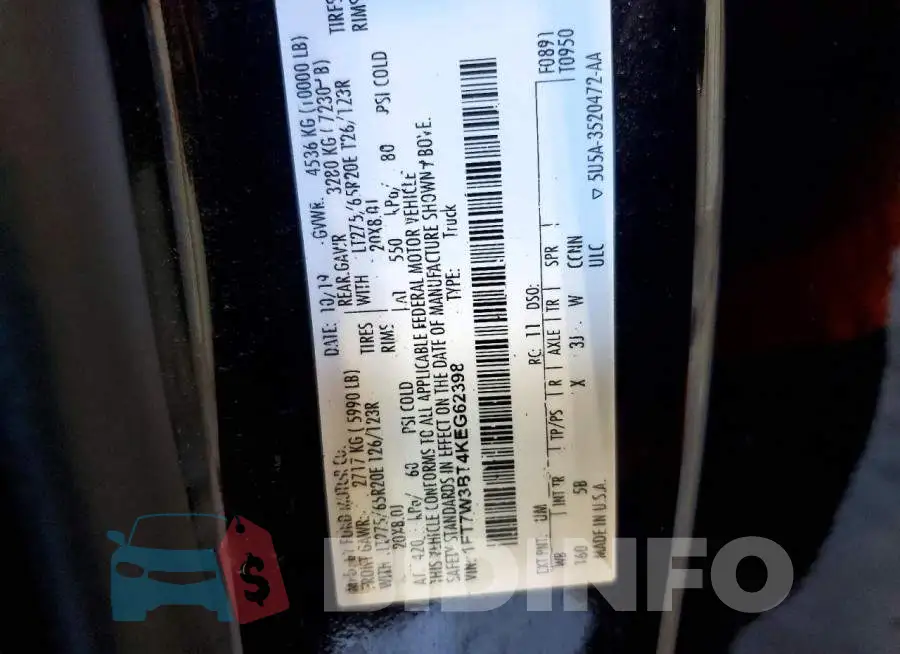 1FT7W3BT4KEG62398 Photo# 13