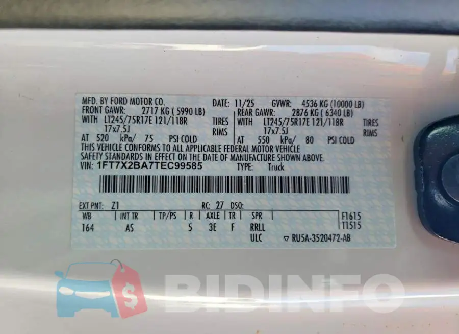 1FT7X2BA7TEC99585 Photo# 12