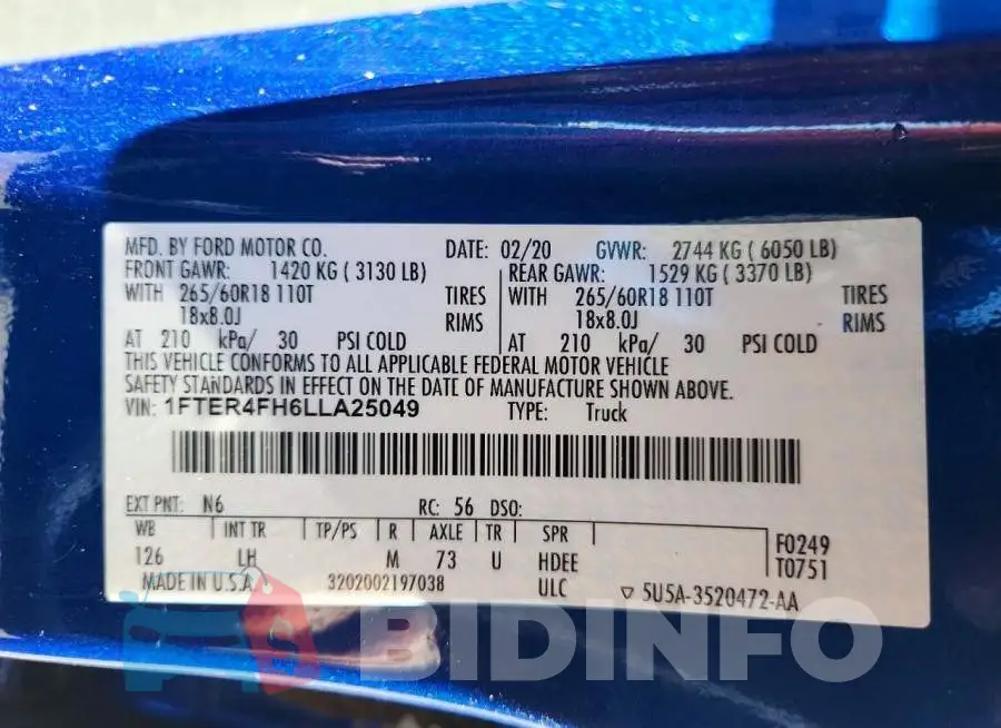 1FTER4FH6LLA25049 Photo# 13