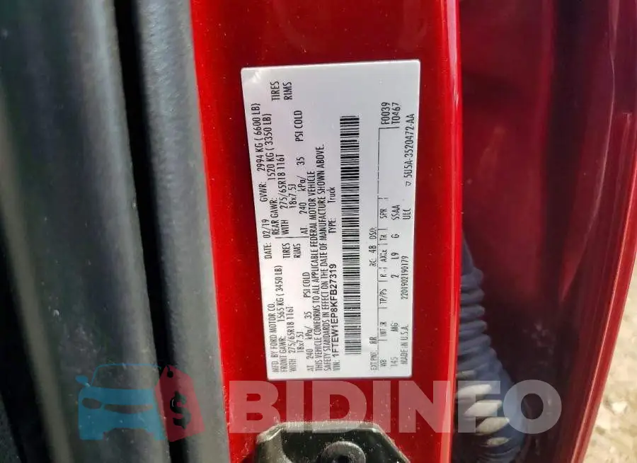 1FTEW1EP8KFB27319 Photo# 12