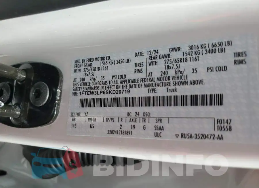 1FTEW3LP6SKD20719 Photo# 13