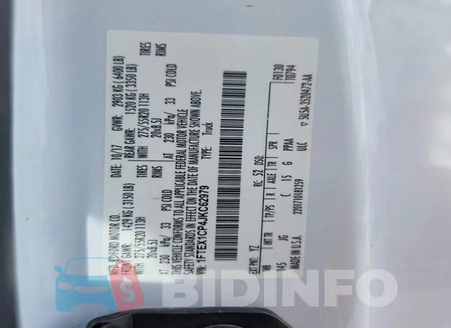 1FTEX1CP4JKC62979 Photo# 12