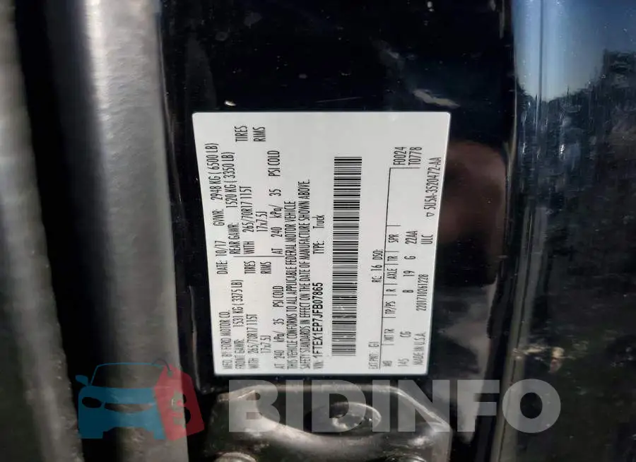 1FTEX1EP7JFB07865 Photo# 12