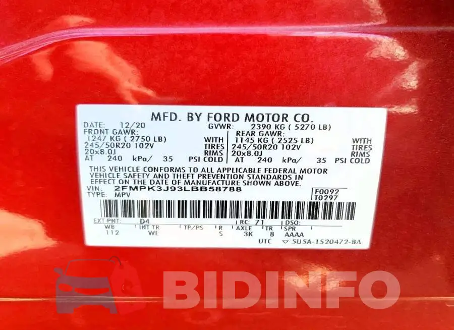 2FMPK3J93LBB58788 Photo# 12