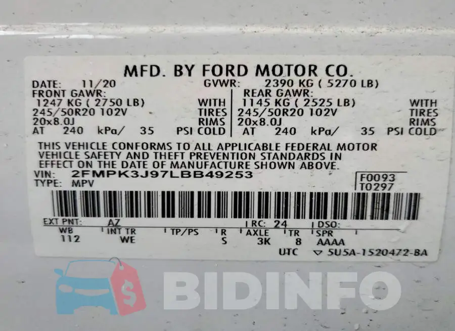 2FMPK3J97LBB49253 Photo# 13