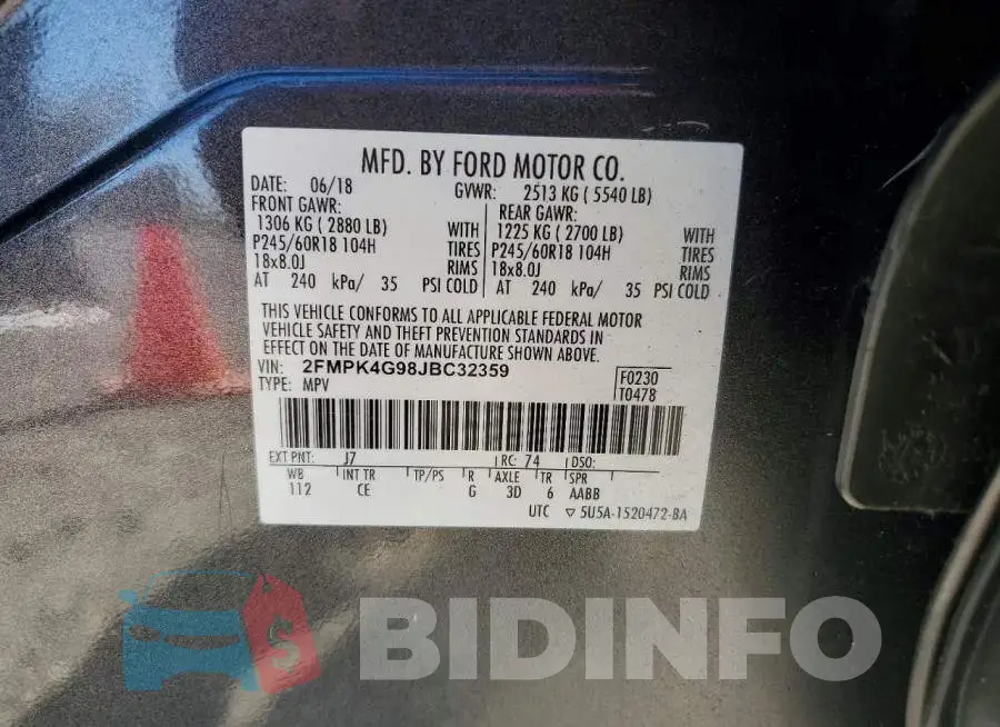 2FMPK4G98JBC32359 Photo# 13