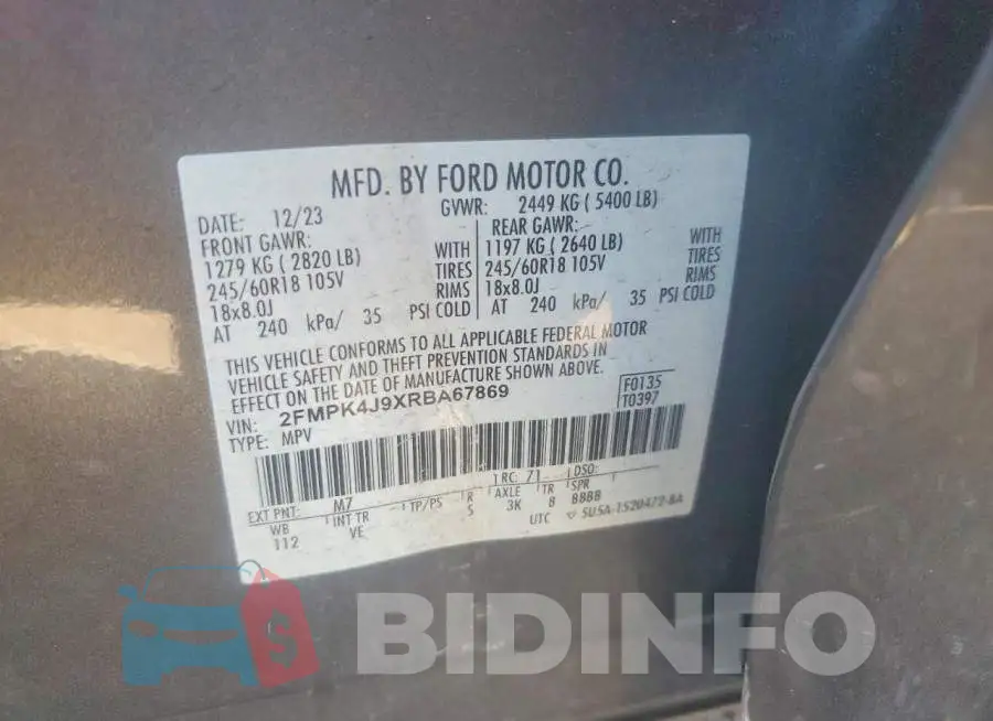 2FMPK4J9XRBA67869 Photo# 14