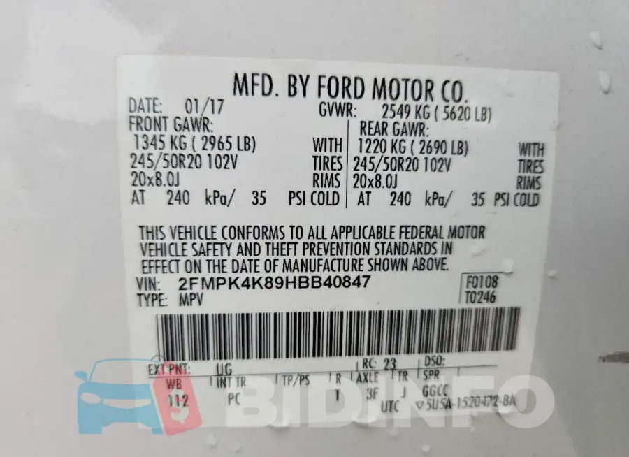 2FMPK4K89HBB40847 Photo# 14
