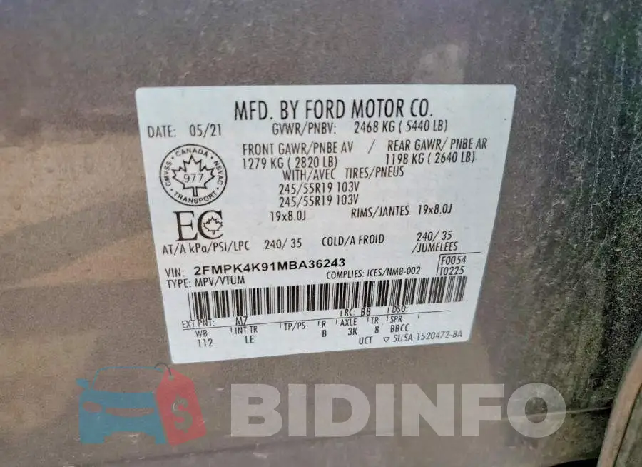 2FMPK4K91MBA36243 Photo# 14