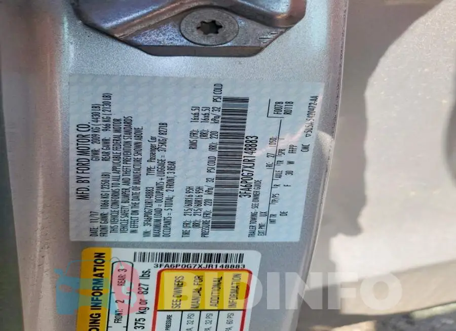 3FA6P0G7XJR148883 Photo# 12