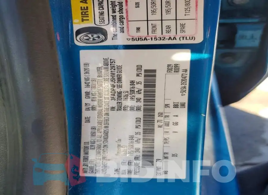 3FADP4FJ5HM129757 Photo# 12