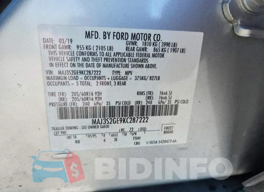 MAJ3S2GE9KC287222 Photo# 12