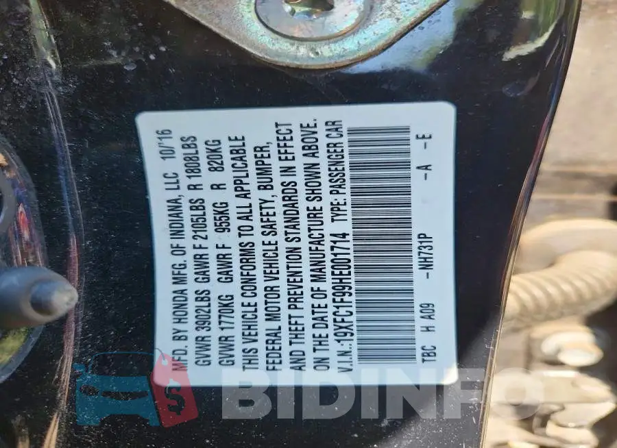 19XFC1F99HE001714 Photo# 12