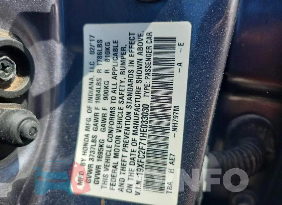19XFC2F71HE033030 Photo# 13