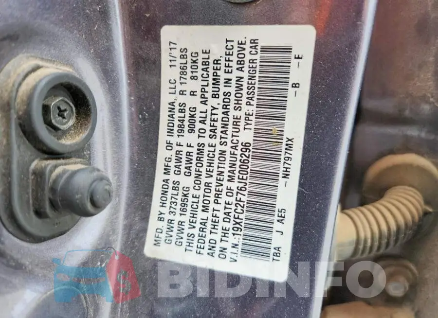 19XFC2F76JE006296 Photo# 13