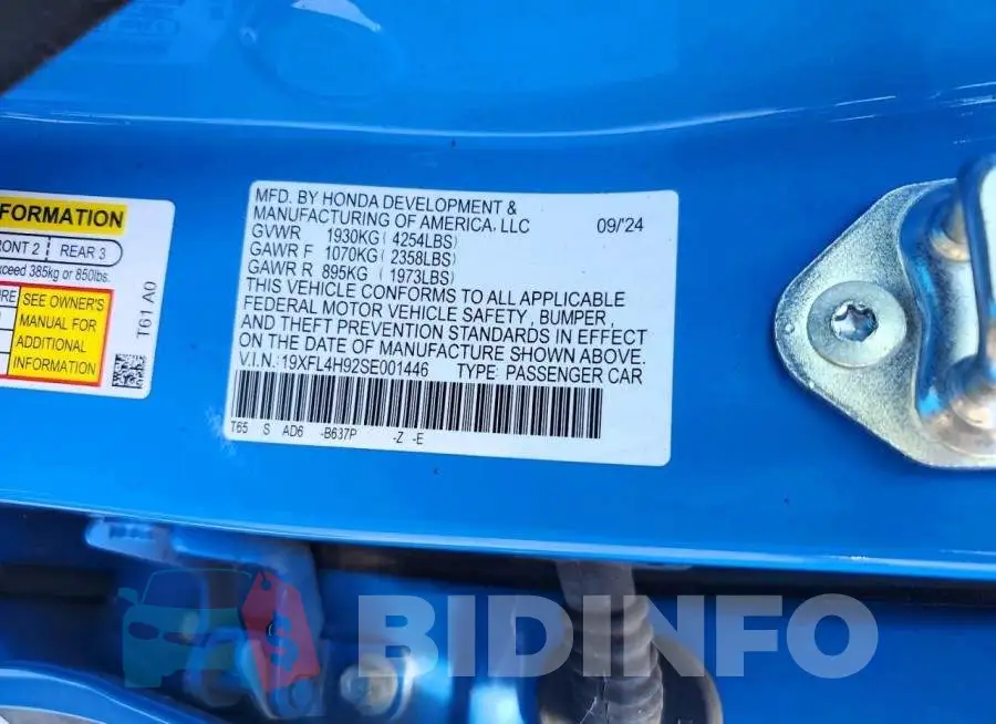 19XFL4H92SE001446 Photo# 13