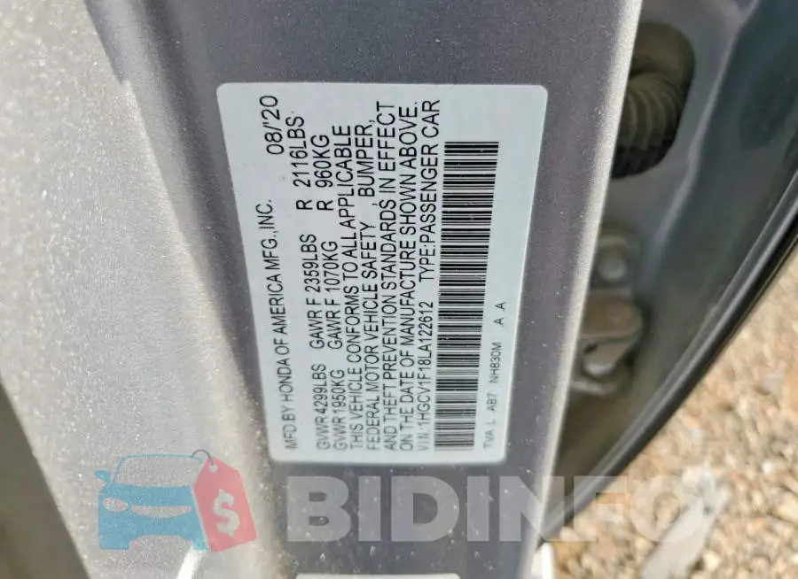 1HGCV1F18LA122612 Photo# 12
