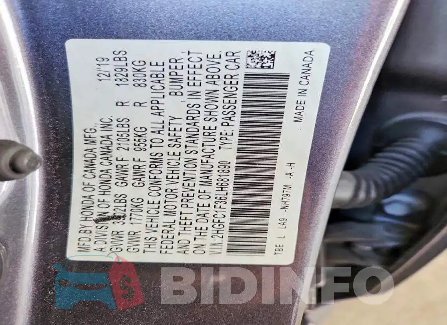 2HGFC1F36LH681890 Photo# 12